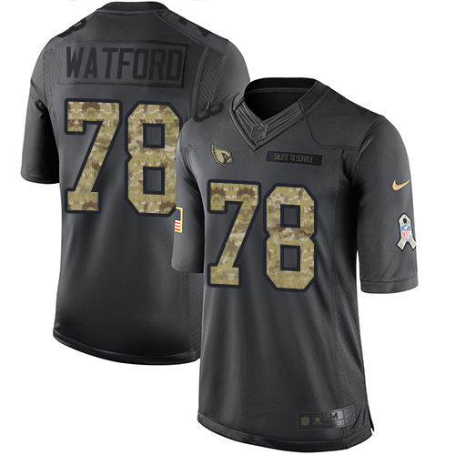 Men's Limited Earl Watford Nike Jersey Black - #78 2016 Salute to Service NFL Arizona Cardinals